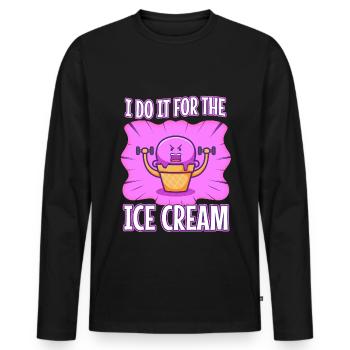 I Do It For The Ice Cream - Männer Premium Bio Langarmshirt - Schwarz - Vorne - Nico (187cm)