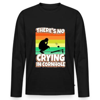 Theres no crying in cornhole - Men's Premium Organic Long Sleeve Shirt - black - Front - Nico (187cm)