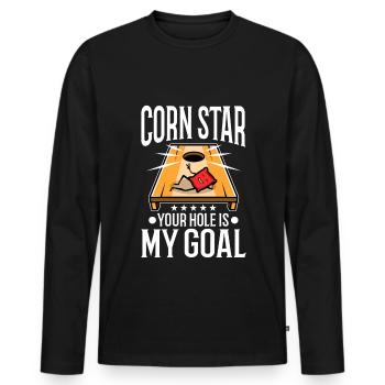 Corn star ton trou est mon objectif - T-shirt manches longues Premium bio Homme - noir - Devant - Nico (187cm)
