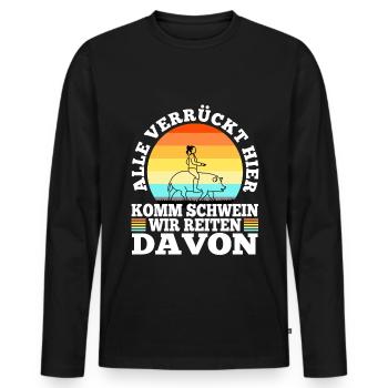 Everybody crazy here come pig we're going - Men's Premium Organic Long Sleeve Shirt - black - Front - Nico (187cm)