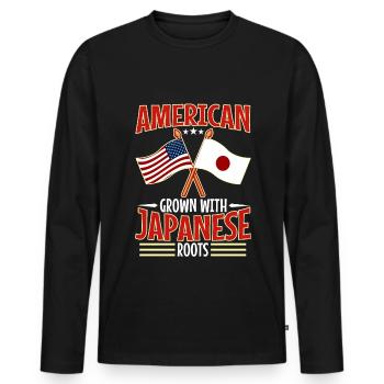 American grown with japanese roots - Männer Premium Bio Langarmshirt - Schwarz - Vorne - Nico (187cm)
