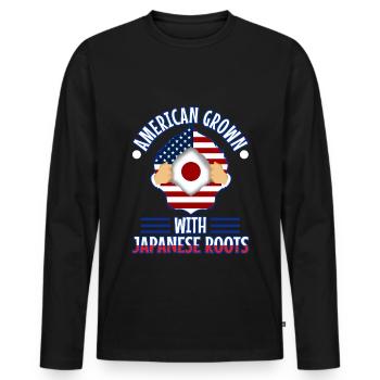 American grown with japanese roots - Männer Premium Bio Langarmshirt - Schwarz - Vorne - Nico (187cm)