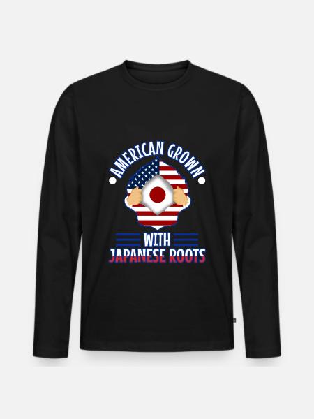 American grown with japanese roots - Men's Premium Organic Long Sleeve Shirt - black
