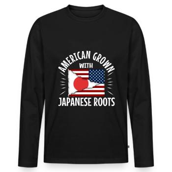 American grown with japanese roots - Männer Premium Bio Langarmshirt - Schwarz - Vorne - Nico (187cm)