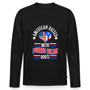 American raised with puerto rican roots - Männer Premium Bio Langarmshirt - Schwarz - Vorne - Nico (187cm)
