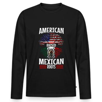 American raised with Mexican roots - Männer Premium Bio Langarmshirt - Schwarz - Vorne - Nico (187cm)