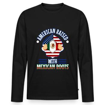 American raised with Mexican roots - Männer Premium Bio Langarmshirt - Schwarz - Vorne - Nico (187cm)