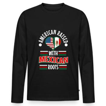 American raised with Mexican roots - Männer Premium Bio Langarmshirt - Schwarz - Vorne - Nico (187cm)