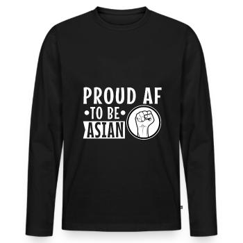 Proud af to be asian - Männer Premium Bio Langarmshirt - Schwarz - Vorne - Nico (187cm)
