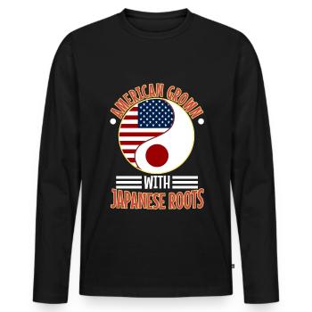 American grown with japanese roots - Männer Premium Bio Langarmshirt - Schwarz - Vorne - Nico (187cm)