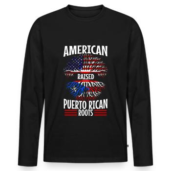 American raised with puerto rican roots - Männer Premium Bio Langarmshirt - Schwarz - Vorne - Nico (187cm)