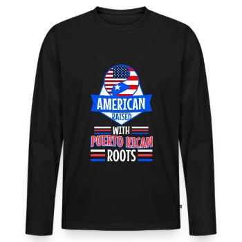 American raised with puerto rican roots - Männer Premium Bio Langarmshirt - Schwarz - Vorne - Nico (187cm)