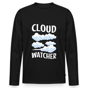 Cloud Watcher - Men's Premium Organic Long Sleeve Shirt - black - Front - Nico (187cm)