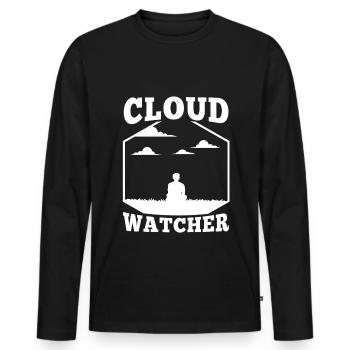 Cloud Watcher - Men's Premium Organic Long Sleeve Shirt - black - Front - Nico (187cm)