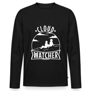 Cloud Watcher - Men's Premium Organic Long Sleeve Shirt - black - Front - Nico (187cm)