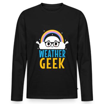 Weather Geek - Men's Premium Organic Long Sleeve Shirt - black - Front - Nico (187cm)