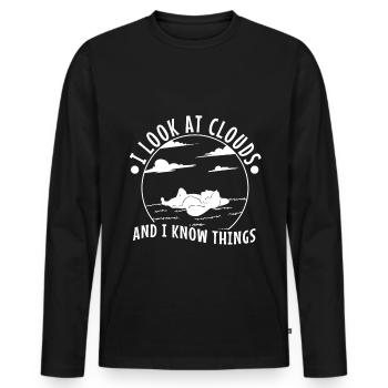 I Look At Clouds And I Know Things - Men's Premium Organic Long Sleeve Shirt - black - Front - Nico (187cm)