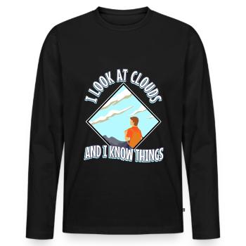 I Look At Clouds And I Know Things - Men's Premium Organic Long Sleeve Shirt - black - Front - Nico (187cm)