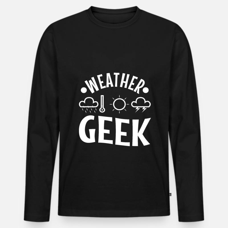 Weather Geek - Männer Premium Bio Langarmshirt - Schwarz