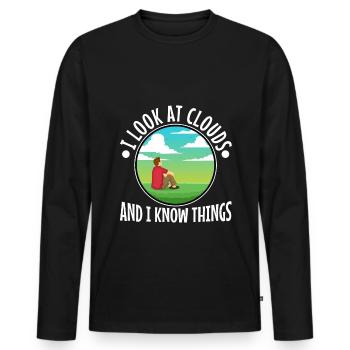 I Look At Clouds And I Know Things - Men's Premium Organic Long Sleeve Shirt - black - Front - Nico (187cm)