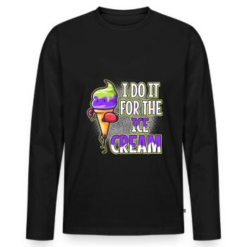 I Do It For The Ice Cream - Men's Premium Organic Long Sleeve Shirt - black - Front - Nico (187cm)