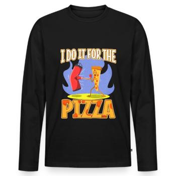 I do it for the Pizza - Men's Premium Organic Long Sleeve Shirt - black - Front - Nico (187cm)