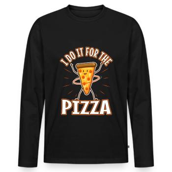 I do it for the Pizza - Men's Premium Organic Long Sleeve Shirt - black - Front - Nico (187cm)