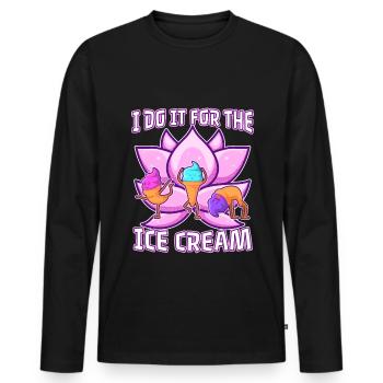 Je le fais pour la crème glacée - T-shirt manches longues Premium bio Homme - noir - Devant - Nico (187cm)