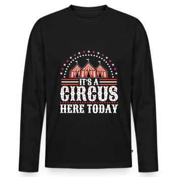 Warning its a circus here today - Männer Premium Bio Langarmshirt - Schwarz - Vorne - Nico (187cm)