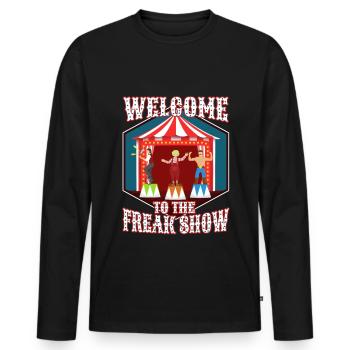 Bienvenue au freak show - T-shirt manches longues Premium bio Homme - noir - Devant - Nico (187cm)
