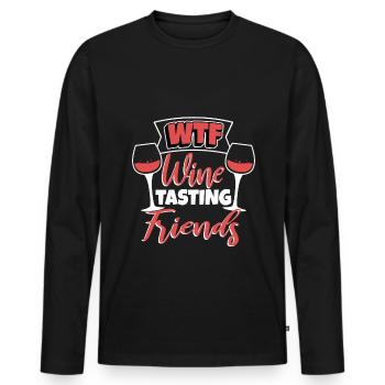 WTF Wine Tasting Friends - Männer Premium Bio Langarmshirt - Schwarz - Vorne - Nico (187cm)