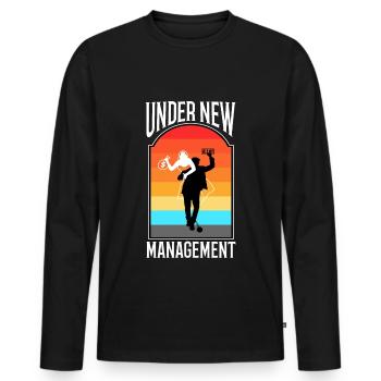 Sous la nouvelle direction - T-shirt manches longues Premium bio Homme - noir - Devant - Nico (187cm)