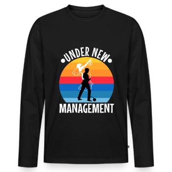 Sous la nouvelle direction - T-shirt manches longues Premium bio Homme - noir - Devant - Nico (187cm)