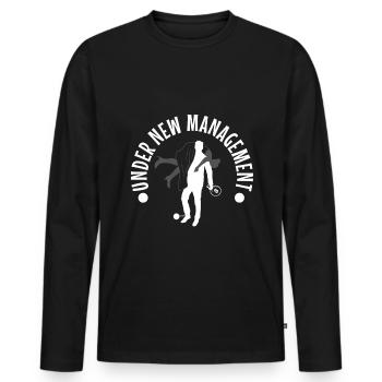 Sous la nouvelle direction - T-shirt manches longues Premium bio Homme - noir - Devant - Nico (187cm)