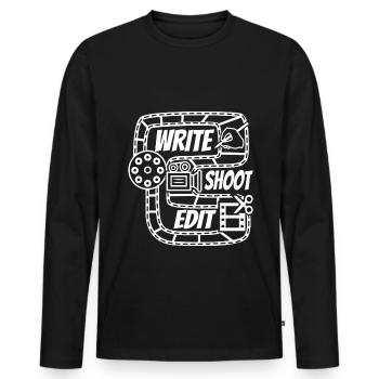 Write Shoot Edit Repeat - Men's Premium Organic Long Sleeve Shirt - black - Front - Nico (187cm)