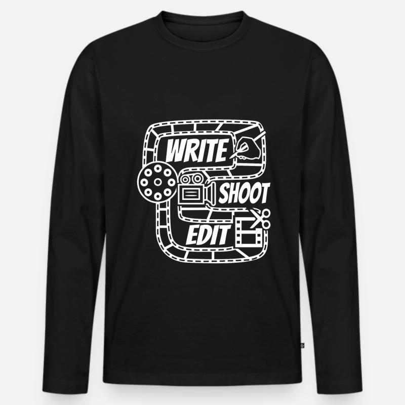 Write Shoot Edit Repeat - Men's Premium Organic Long Sleeve Shirt - black