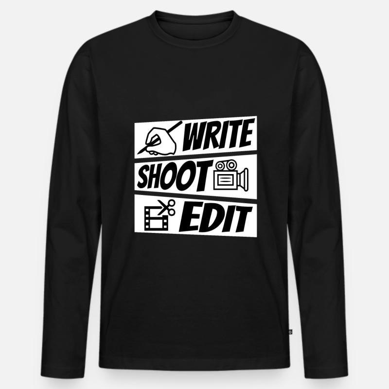 Write Shoot Edit Repeat - Men's Premium Organic Long Sleeve Shirt - black