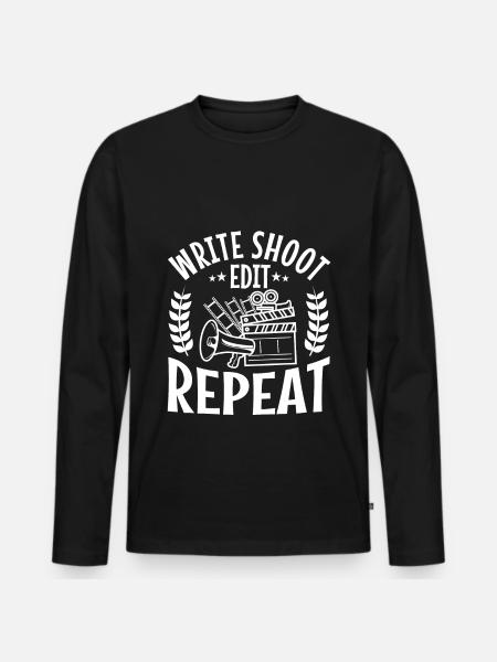 Write Shoot Edit Repeat - Men's Premium Organic Long Sleeve Shirt - black