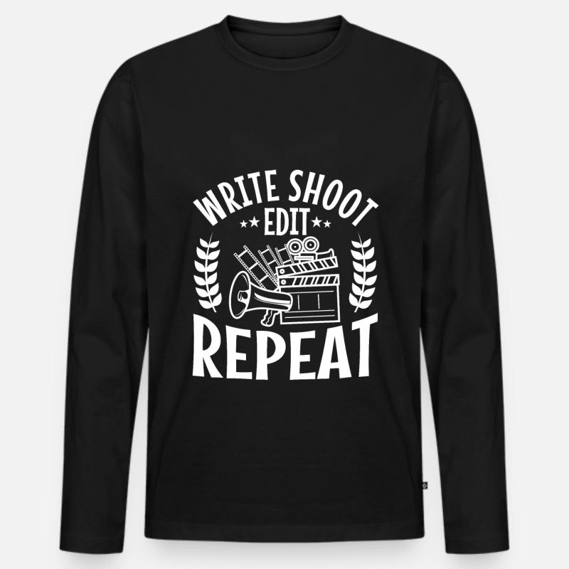 Write Shoot Edit Repeat - Men's Premium Organic Long Sleeve Shirt - black