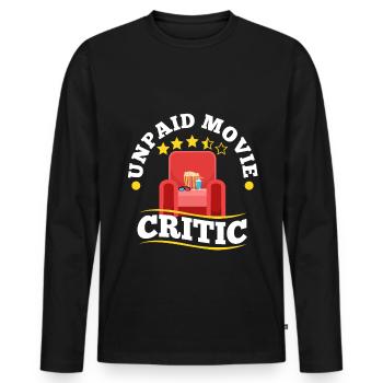 Unpaid movie critic - Men's Premium Organic Long Sleeve Shirt - black - Front - Nico (187cm)