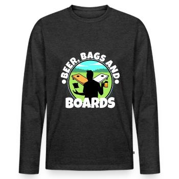 Cornhole - Beer Bags and Boards - Men's Premium Organic Long Sleeve Shirt - heather anthracite - Front - Nico (187cm)