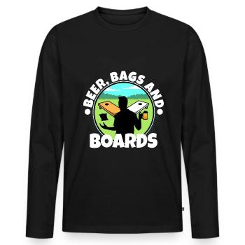 Cornhole - Beer Bags and Boards - Männer Premium Bio Langarmshirt - Schwarz - Vorne - Nico (187cm)