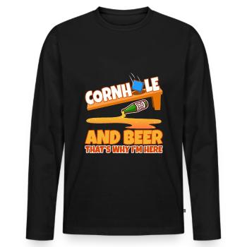 Cornhole and beer that's why im here - Men's Premium Organic Long Sleeve Shirt - black - Front - Nico (187cm)