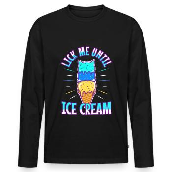 Lick Me Until Ice Cream - Männer Premium Bio Langarmshirt - Schwarz - Vorne - Nico (187cm)