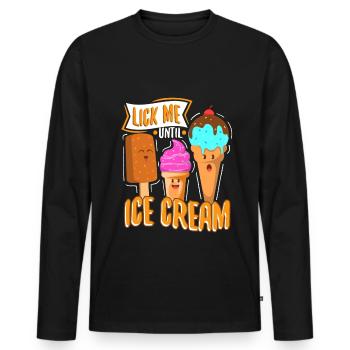 Lick Me Until Ice Cream - Männer Premium Bio Langarmshirt - Schwarz - Vorne - Nico (187cm)
