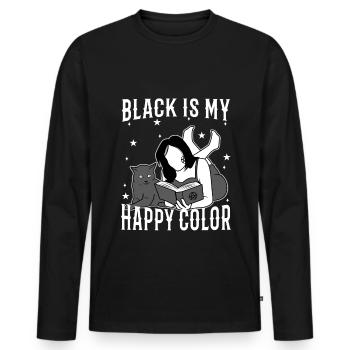Le noir est ma couleur heureuse - T-shirt manches longues Premium bio Homme - noir - Devant - Nico (187cm)