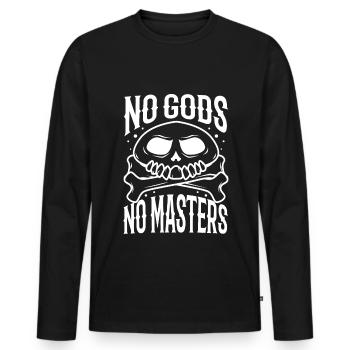 No Gods No Masters - Men's Premium Organic Long Sleeve Shirt - black - Front - Nico (187cm)