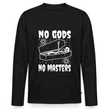 No Gods No Masters - Men's Premium Organic Long Sleeve Shirt - black - Front - Nico (187cm)