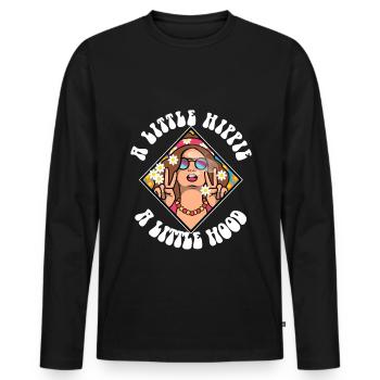 Un peu hippie Un petit capuchon - T-shirt manches longues Premium bio Homme - noir - Devant - Nico (187cm)