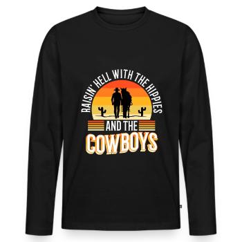 Raisin' Hell With The Hippies And The Cowboys - T-shirt manches longues Premium bio Homme - noir - Devant - Nico (187cm)